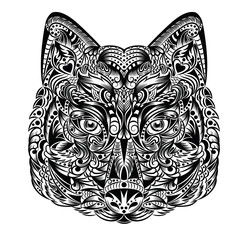 Pattern in a shape of a wolf on the white background.