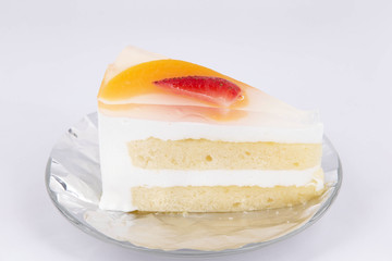 fruits cake on white isolated background