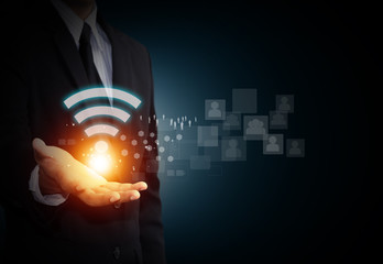 Wifi symbol on mail hand