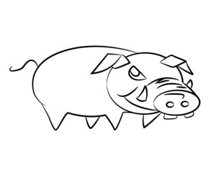 Sketch of a cartoon pig