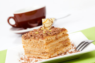 sweet dessert cakes with cup caffee