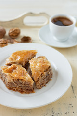 Fototapeta na wymiar Baklava, delicious pastry dessert