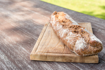 Bread outside on table