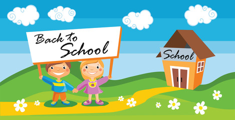 Back to school template with kids