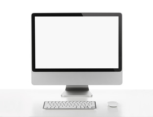Computer at the desk with clipping path for the screen