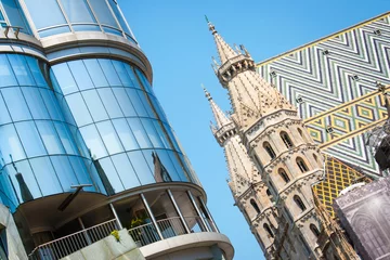 Fototapeten Haas Haus with St. Stephen's Cathedral, Vienna, Austria © JFL Photography