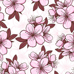 Seamless pattern with cherry blossom