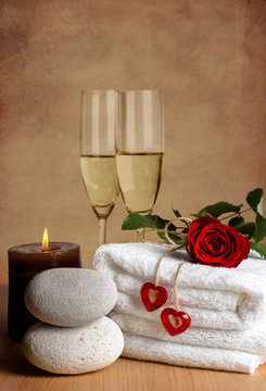 Romantic spa decoration on a vintage background