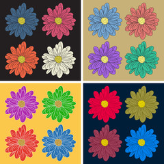 Multicolor set of flowers