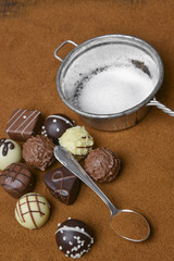 pralines and chocolate background