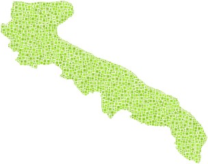 Map of Apulia - Italy - in a mosaic of green squares