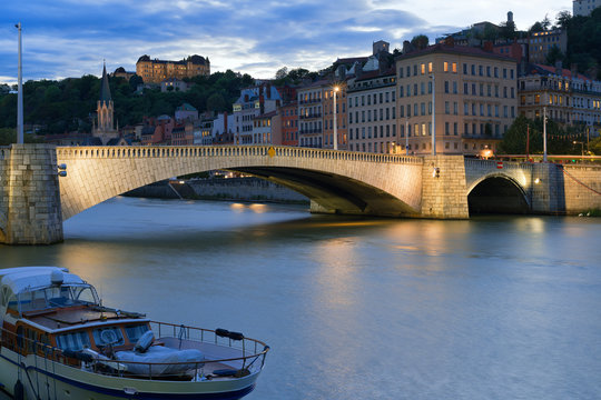 Cityscape Of Lyon At Night