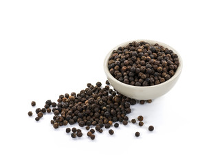 Black peppercorn isolated on white background