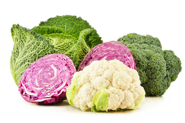 Variety of fresh organic vegetables isolated on white