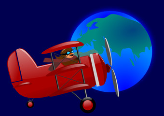 Red triplane and globe