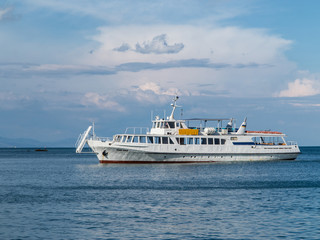 Fototapeta na wymiar Motor vessel on the open Black sea