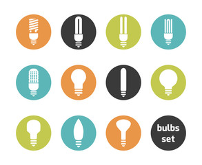 bulbs icon set ecological and normal use