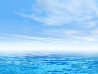 Naklejka na ściany i meble Conceptual blue sea or ocean water with sky