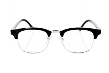Black Eye Glasses Isolated on White.  black glasses on a white b