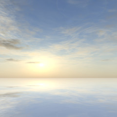 Naklejka na ściany i meble Conceptual sunset sky and water reflection