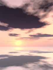 Fototapeta na wymiar Conceptual sunset sky and water reflection