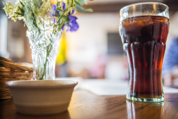 English pub table and drink