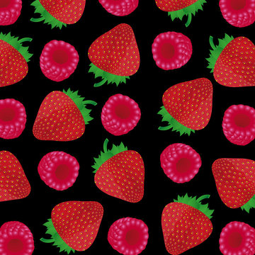 background of strawberries and raspberries