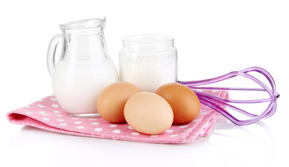 Ingredients for dough isolated on white
