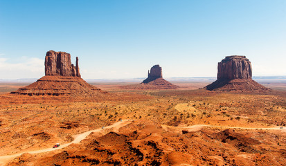 Monument valley under the blue sky