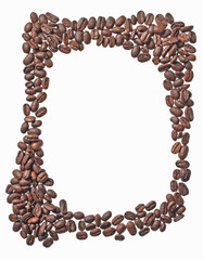 Frame of coffee, isolated on white with copy space