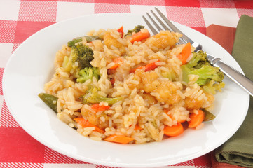 Bourbon flavored chicken with vegetables