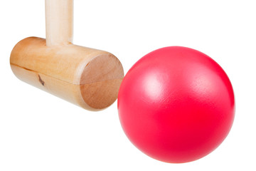 croquet wooden ball and mallet