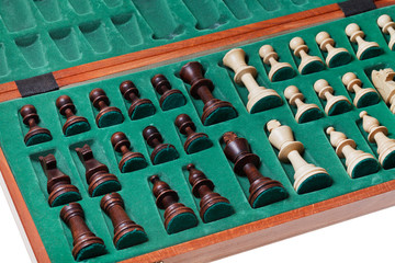 Naklejka premium set of chess pieces packed in box