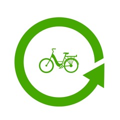Fototapeta premium Vélo de ville dans un symbole recyclage 