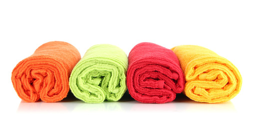 Colorful towels isolated on white