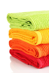 Colorful towels isolated on white