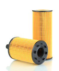 Car oil filters isolated on white