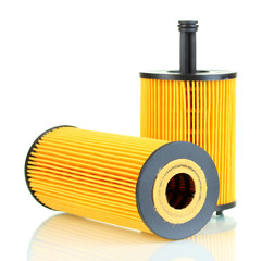 Car oil filters isolated on white