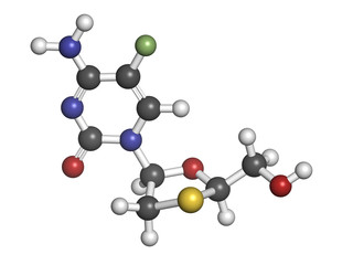 Emtricitabine HIV treatment drug, chemical structure.