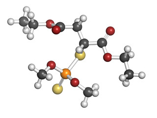 Malathion insecticide, chemical structure.
