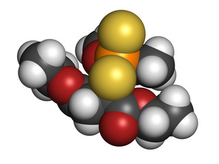 Malathion insecticide, chemical structure.