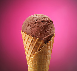 Chocolate Ice cream on brown background