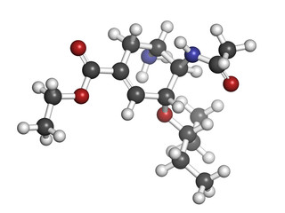 Oseltamivir influenza virus drug, chemical structure.