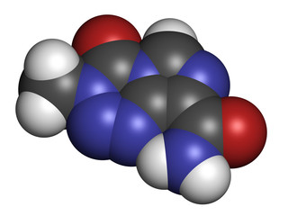 Temzolomide cancer chemotherapy drug, chemical structure.