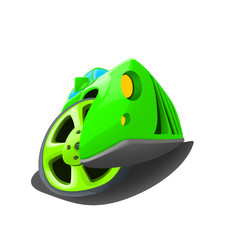 illustration of green concept car and wheel