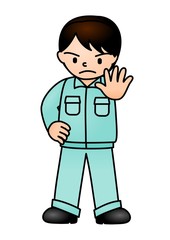 作業員　ストップ