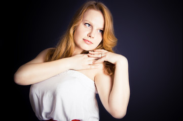 Naklejka premium portrait of ginger young woman