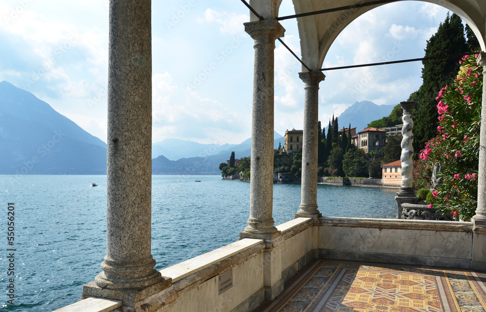 Wall mural View to the lake Como from villa Monastero. Italy