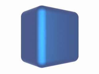 Blue metallic shine cube on white