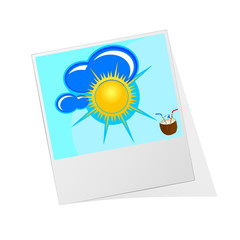 photo frame with sun icon vector illustration